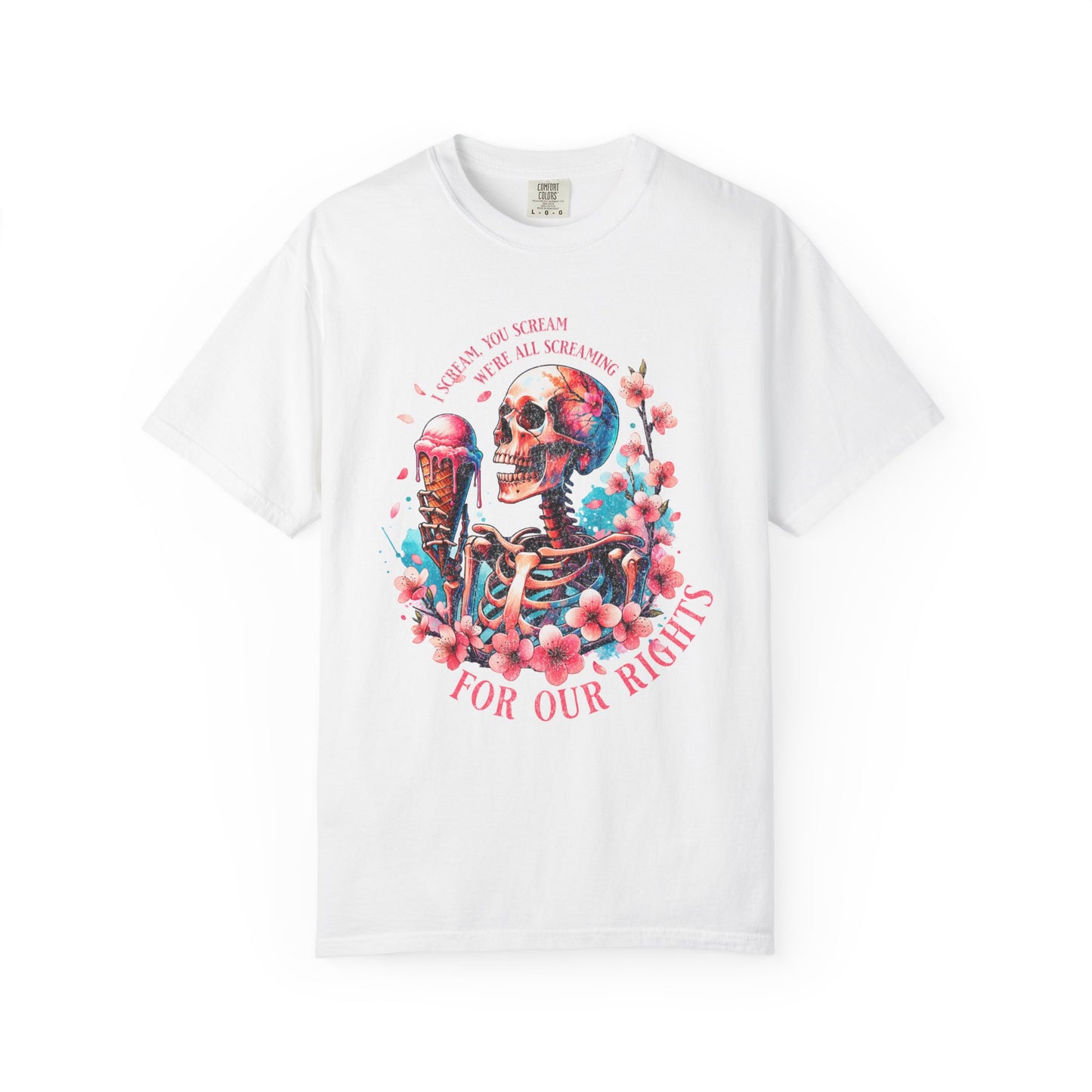 Screaming For Our Rights Skeleton Ice Cream Graphic T-Shirt - Relaxed Fit