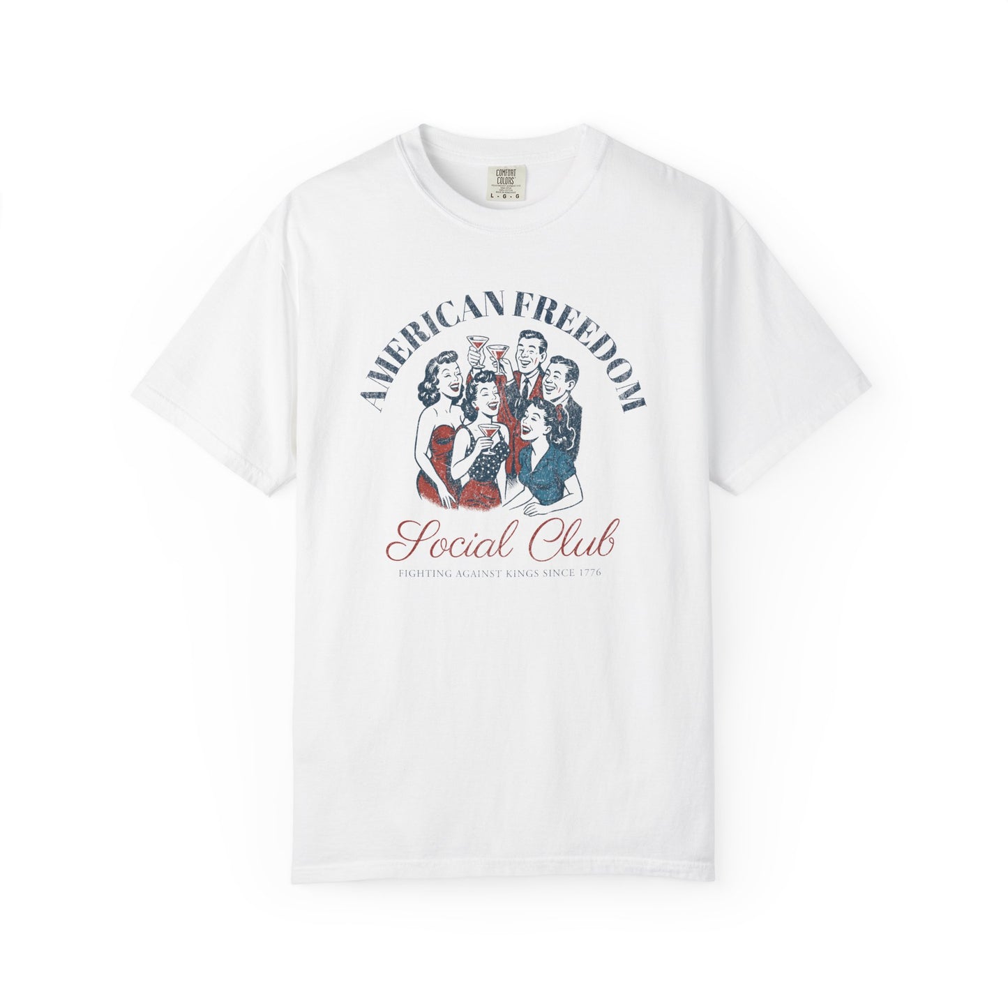 American Freedom Social Club Vintage Graphic T-Shirt (RW&B Edition) - Relaxed Fit