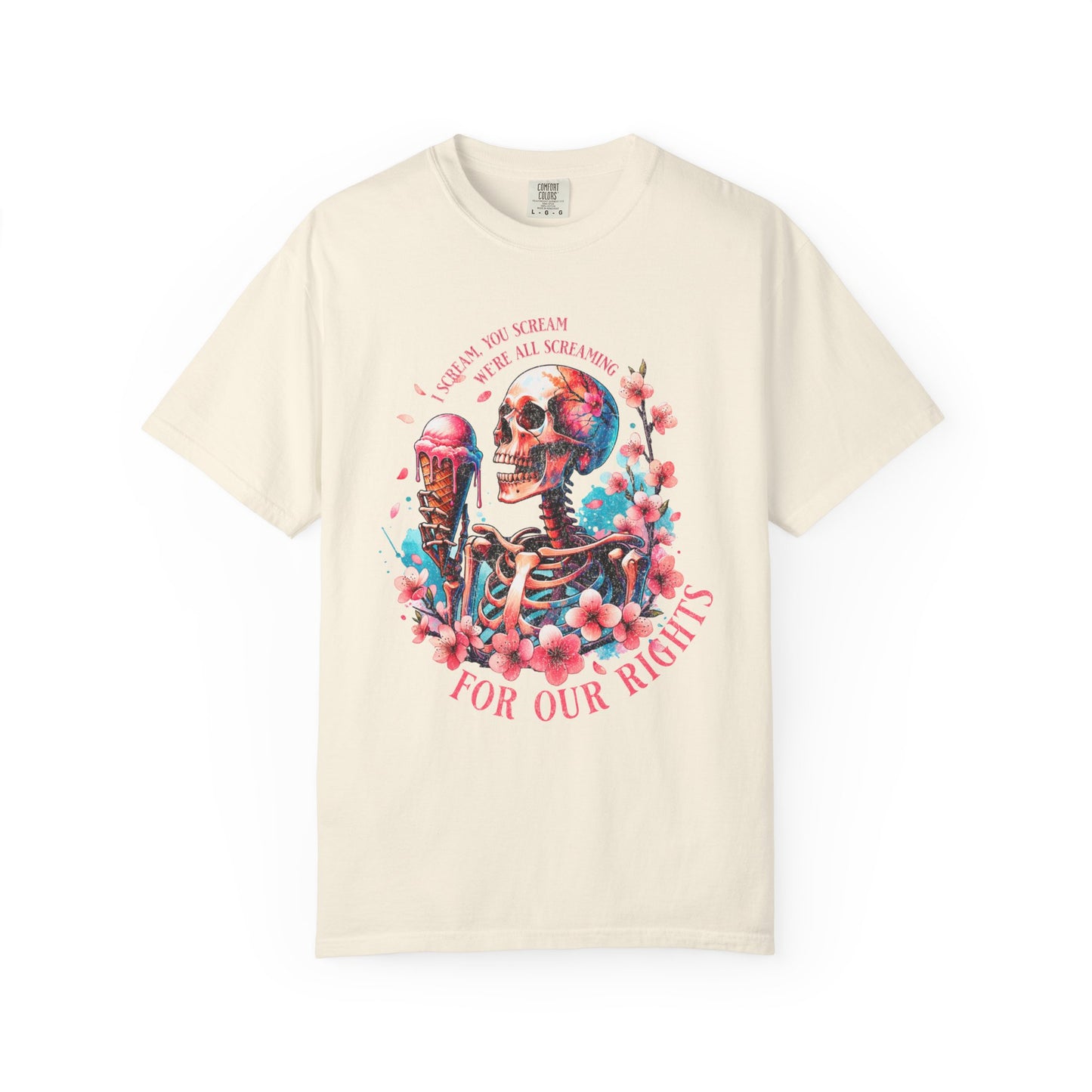 Screaming For Our Rights Skeleton Ice Cream Graphic T-Shirt - Relaxed Fit