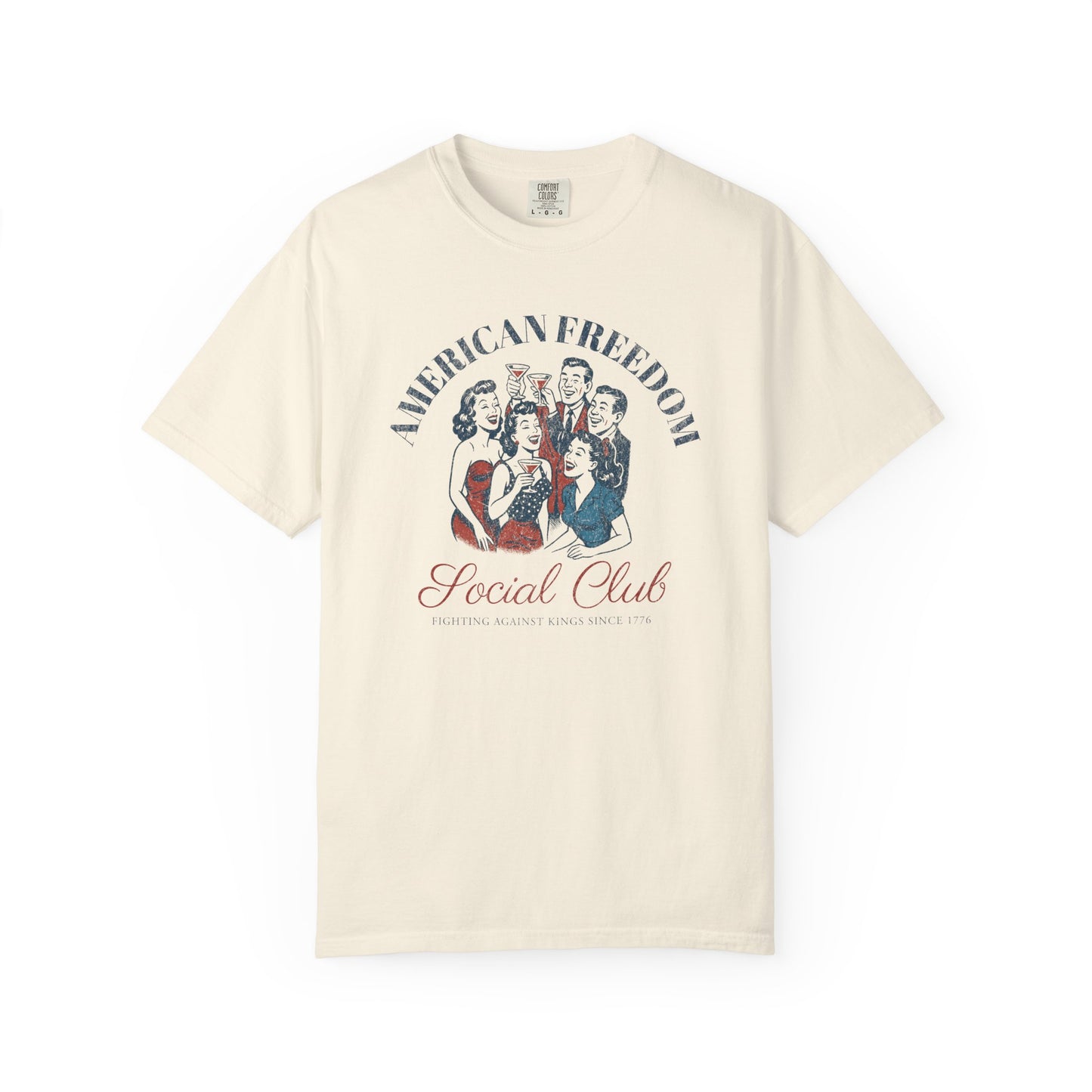 American Freedom Social Club Vintage Graphic T-Shirt (RW&B Edition) - Relaxed Fit