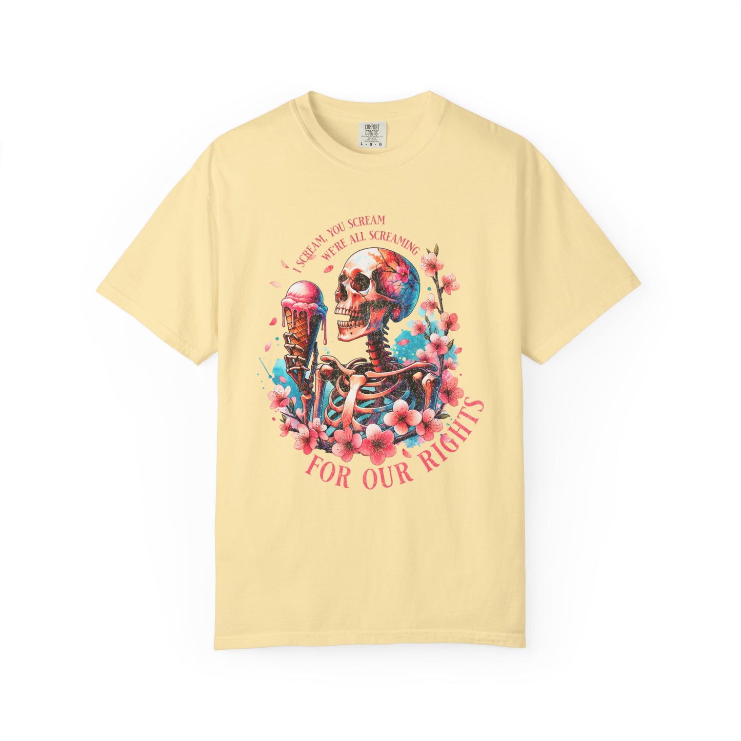 Screaming For Our Rights Skeleton Ice Cream Graphic T-Shirt - Relaxed Fit