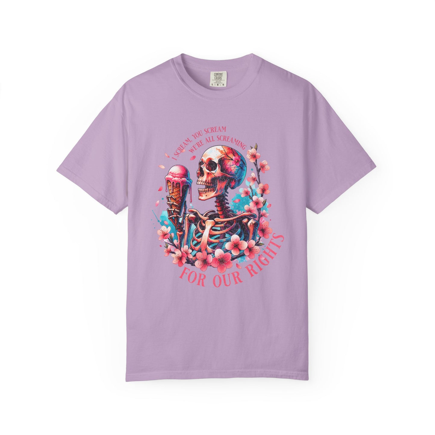 Screaming For Our Rights Skeleton Ice Cream Graphic T-Shirt - Relaxed Fit