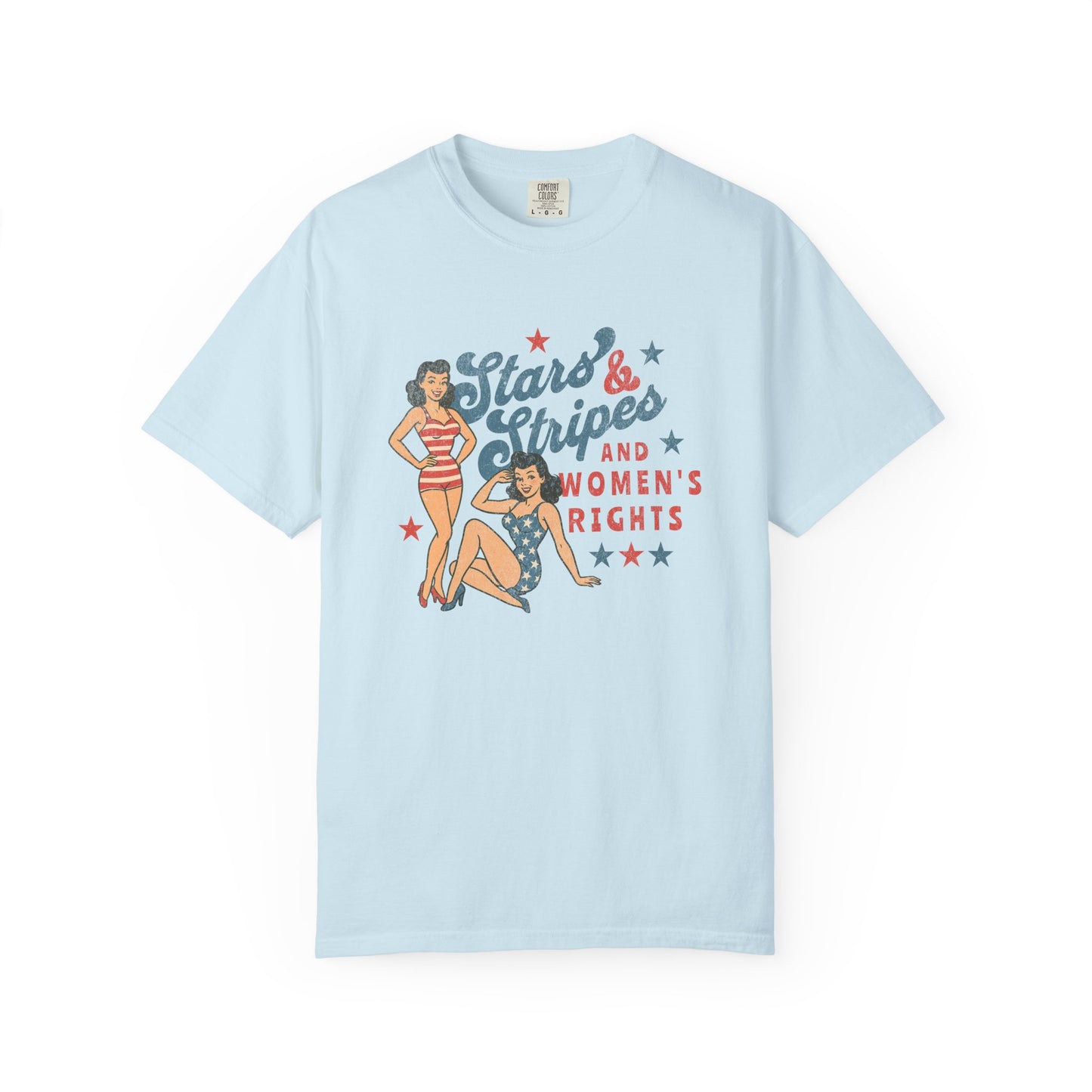 Stars & Stripes Women's Rights Vintage Pin-Up Graphic T-Shirt - Relaxed Fit