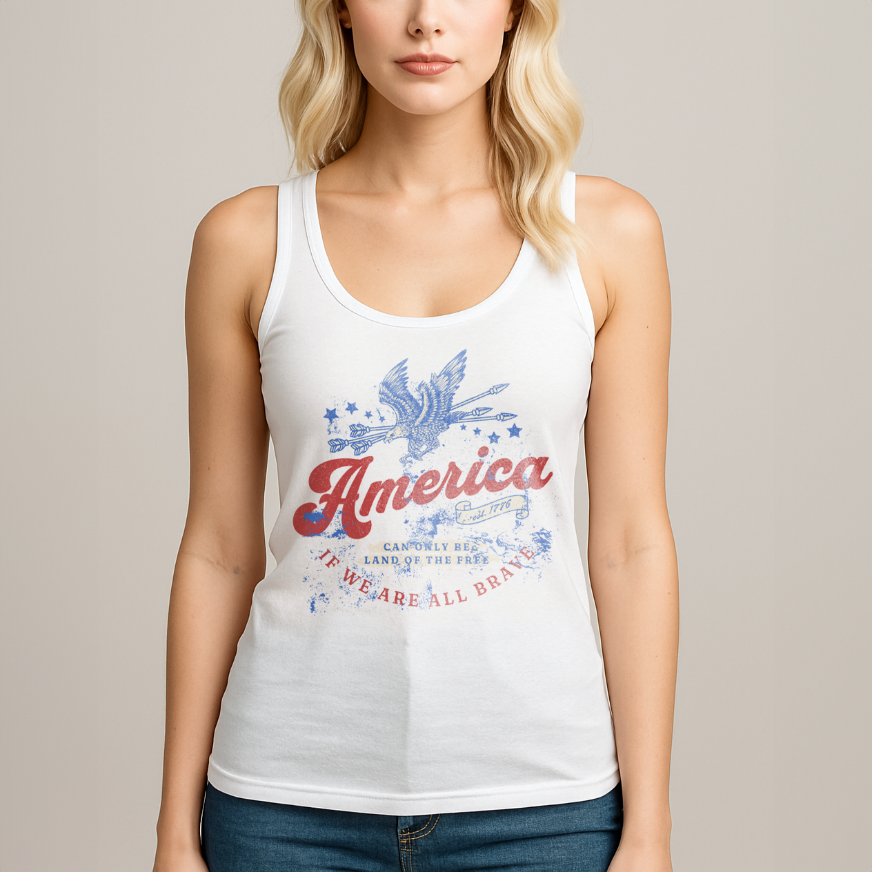 America Land of the Free Vintage Graphic Tank Top