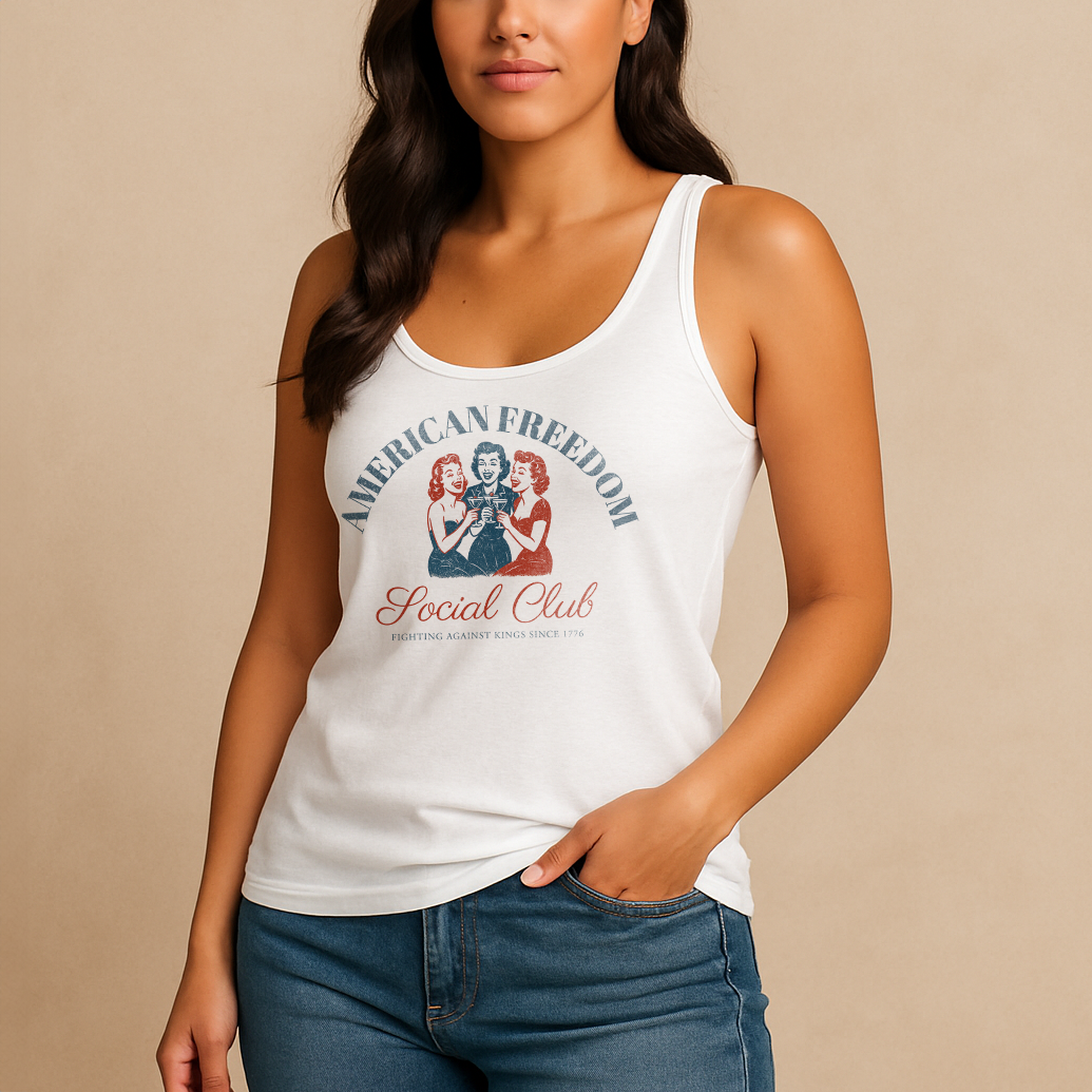 American Freedom Social Club Red & Blue Vintage Tank Top