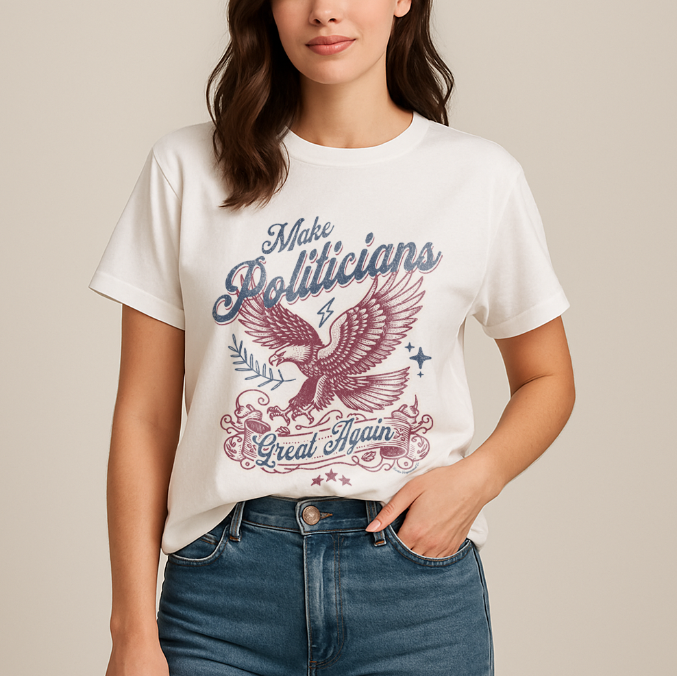 Make Politicians Great Again Vintage Eagle T-Shirt - Relaxed Fit