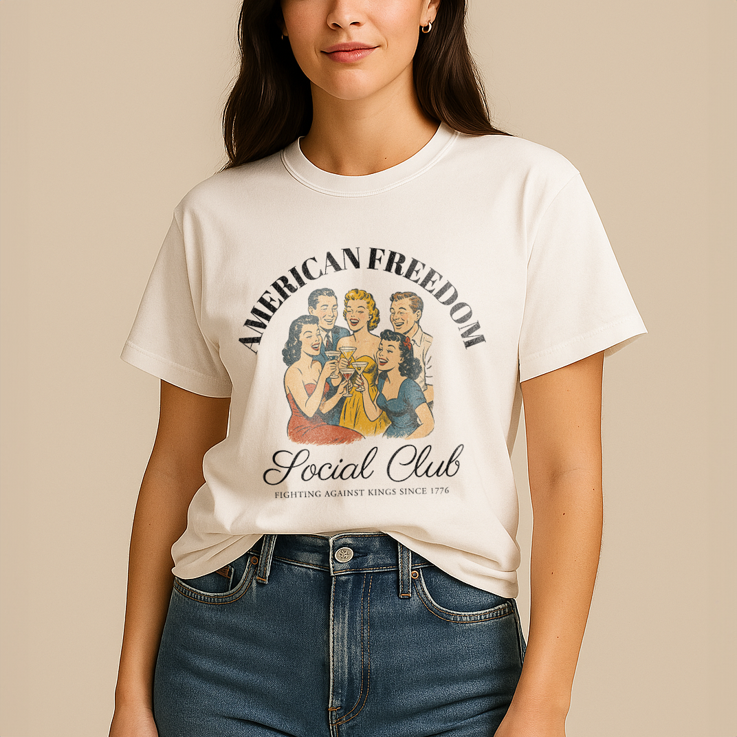 American Freedom Social Club Vintage Graphic T-Shirt - Relaxed Fit