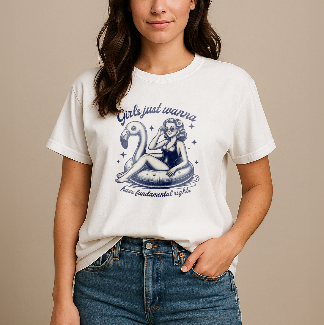 Girls Just Wanna Have Fundamental Rights Vintage Summer T-Shirt - Relaxed Fit