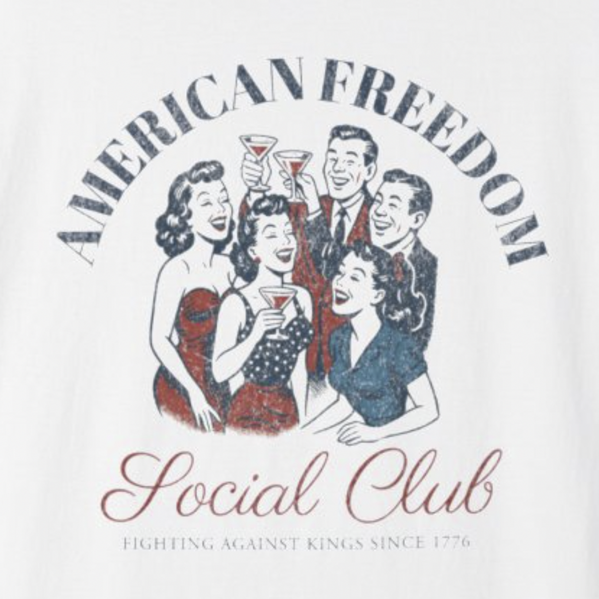 American Freedom Social Club Vintage Graphic T-Shirt (RW&B Edition) - Relaxed Fit