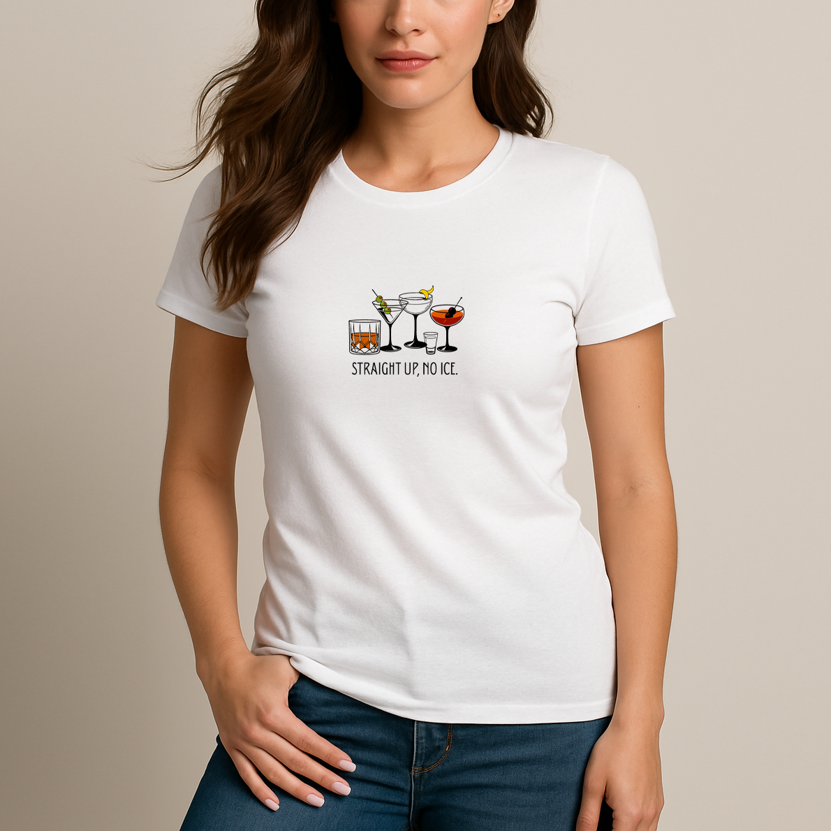 Straight Up, No ICE Cocktails T-Shirt - Classic Fit