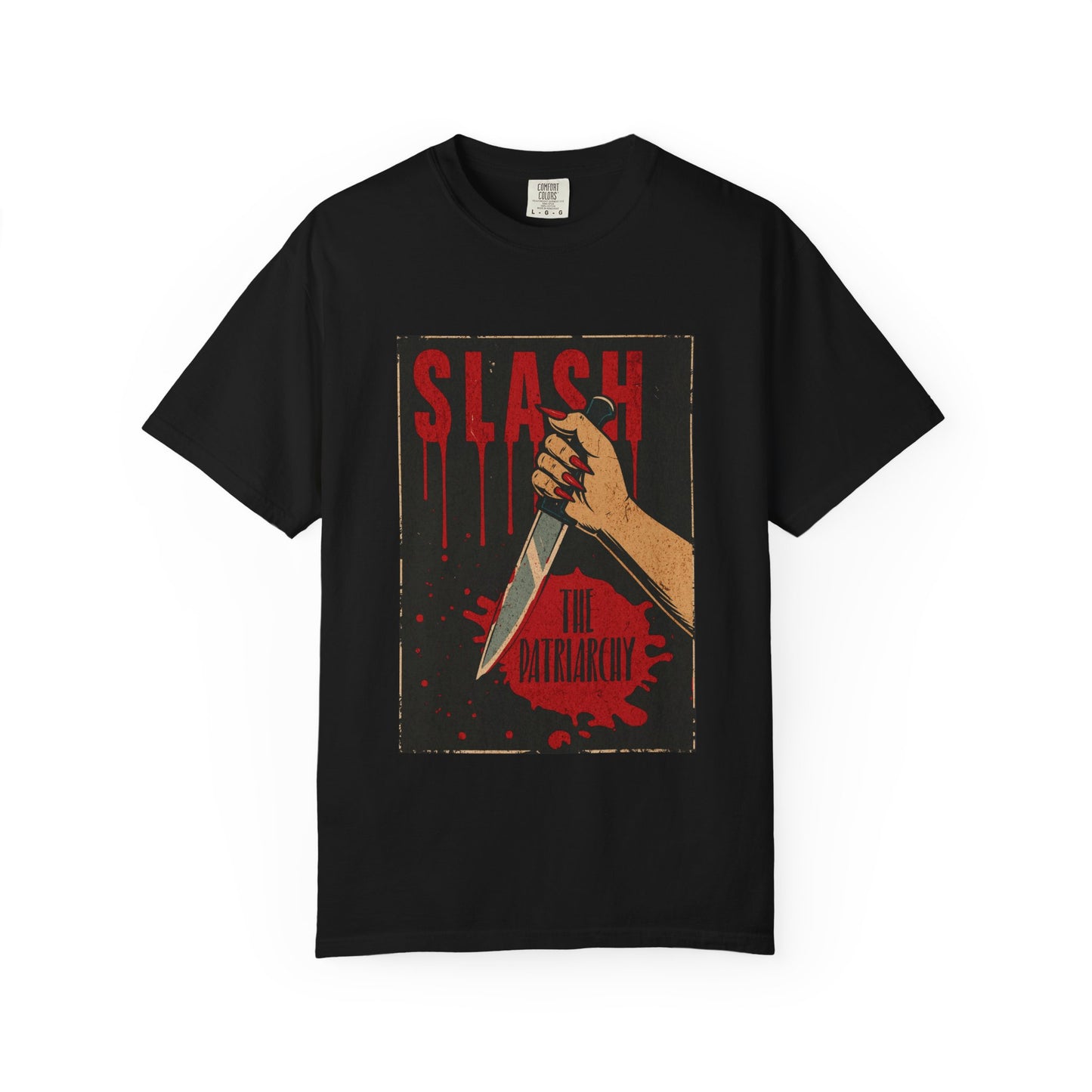 Slash the Patriarchy Vintage Horror Movie Poster T-Shirt - Relaxed Fit