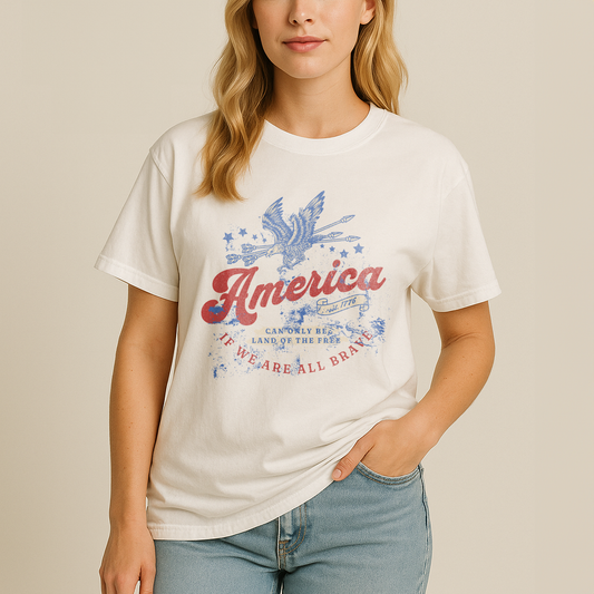 America Land of the Free Vintage Graphic T-Shirt - Relaxed Fit