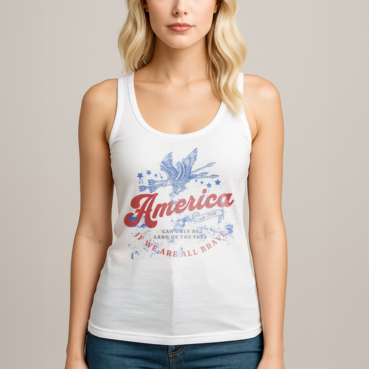 America Land of the Free Vintage Graphic Tank Top