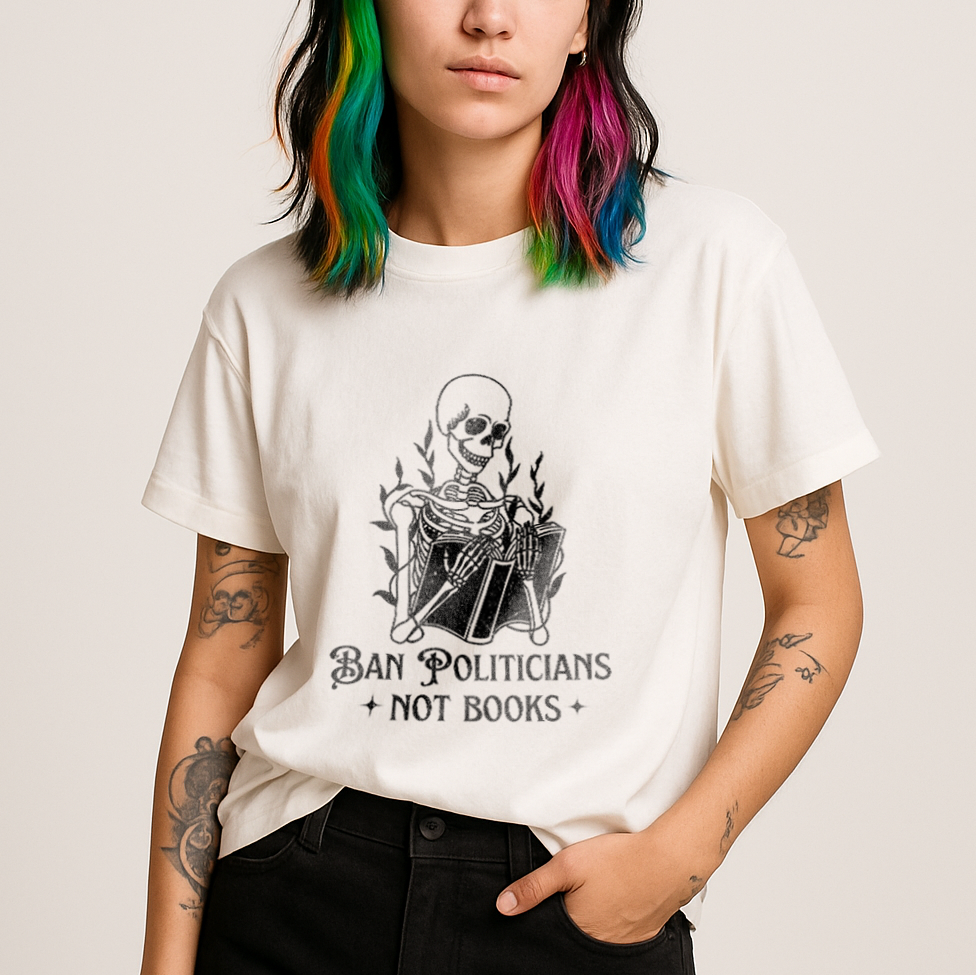 Ban Politicians Not Books Skeleton T-Shirt - Relaxed Fit