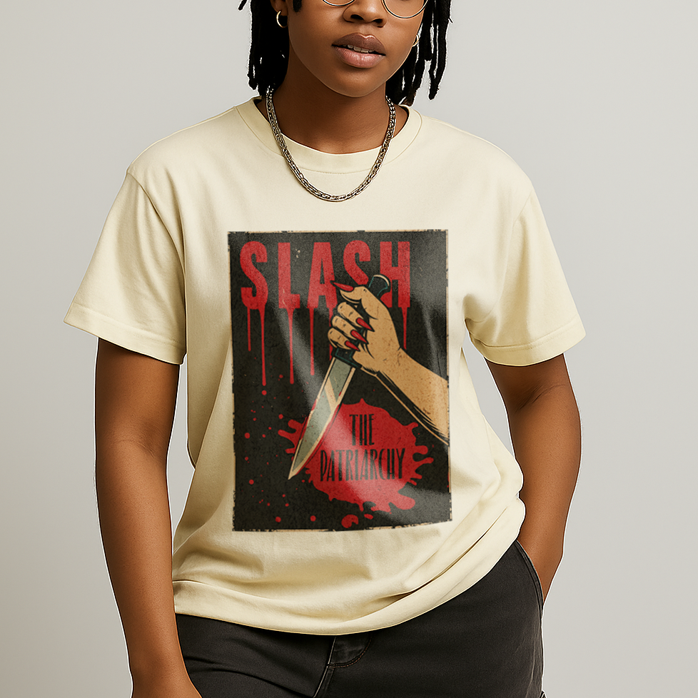 Slash the Patriarchy Vintage Horror Movie Poster T-Shirt - Relaxed Fit